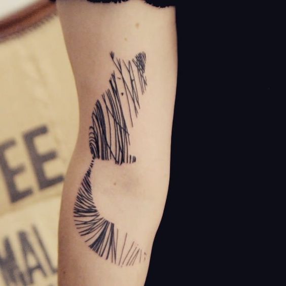 Tatuaje de zorro de boceto lineal de Darwin Toucourt
