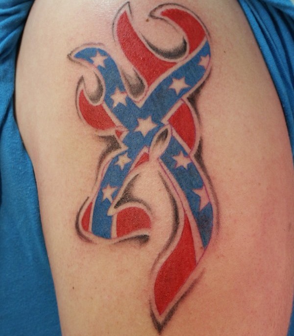 Tatuaje de ciervo con bandera confederada