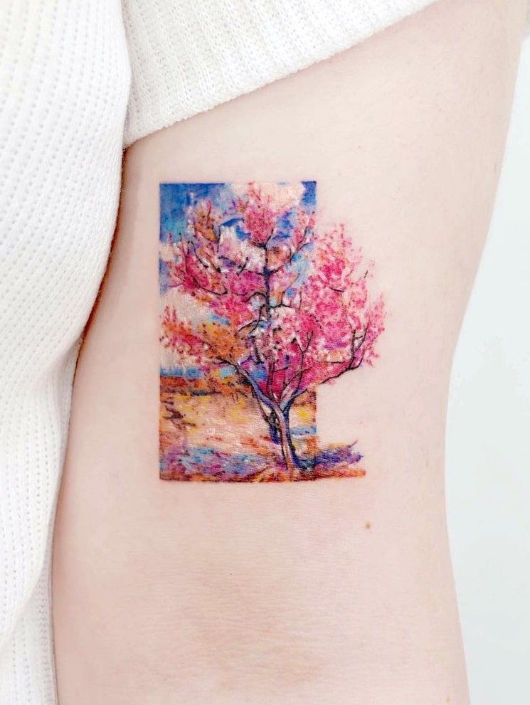 Tatuaje de árbol de durazno
