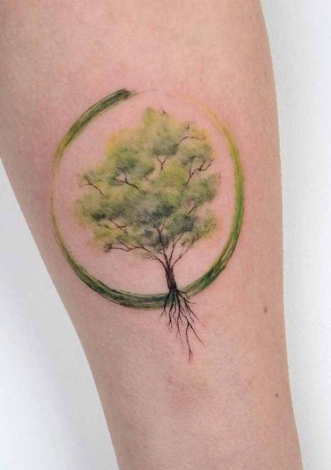 Tatuaje de árbol de la vida de acuarela