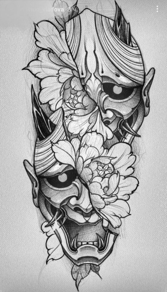 Tatuajes de Máscara Oni 127