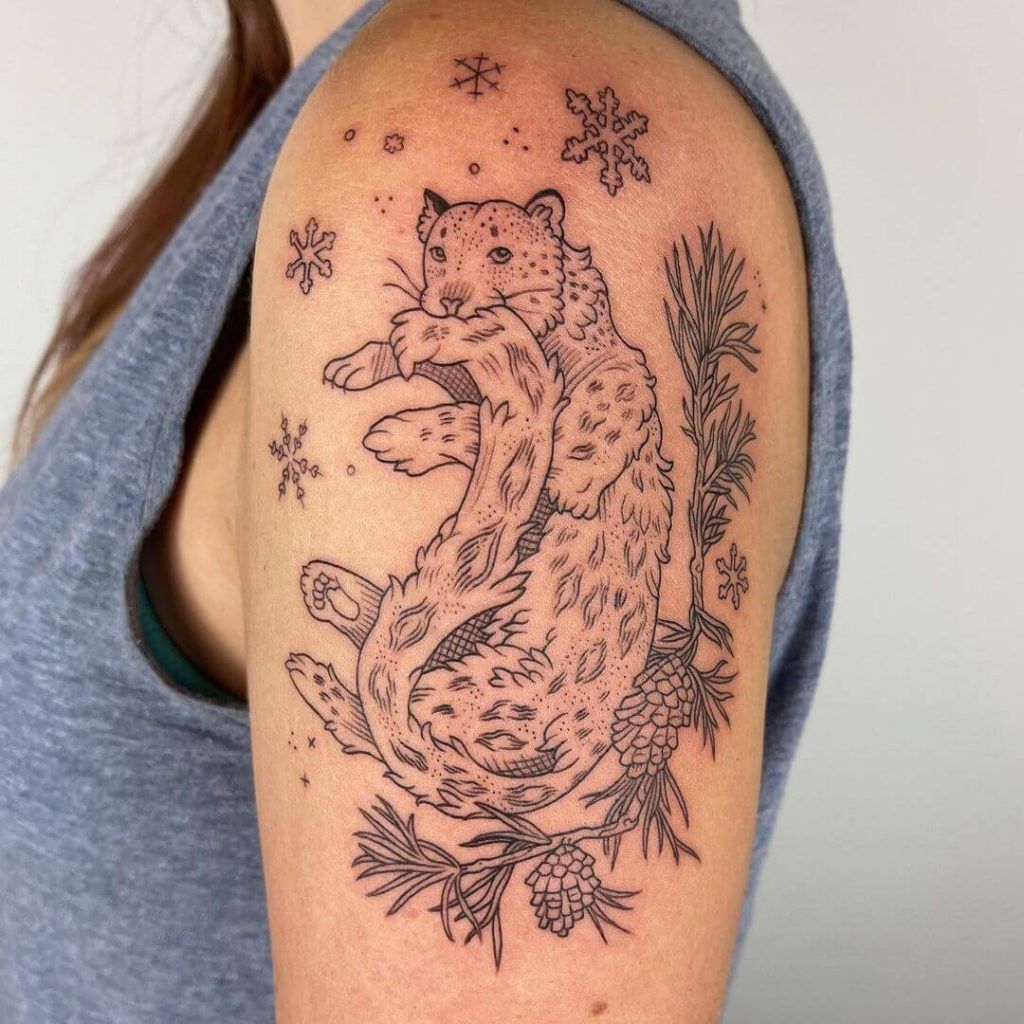 Tatuaje de leopardo de las nieves 102
