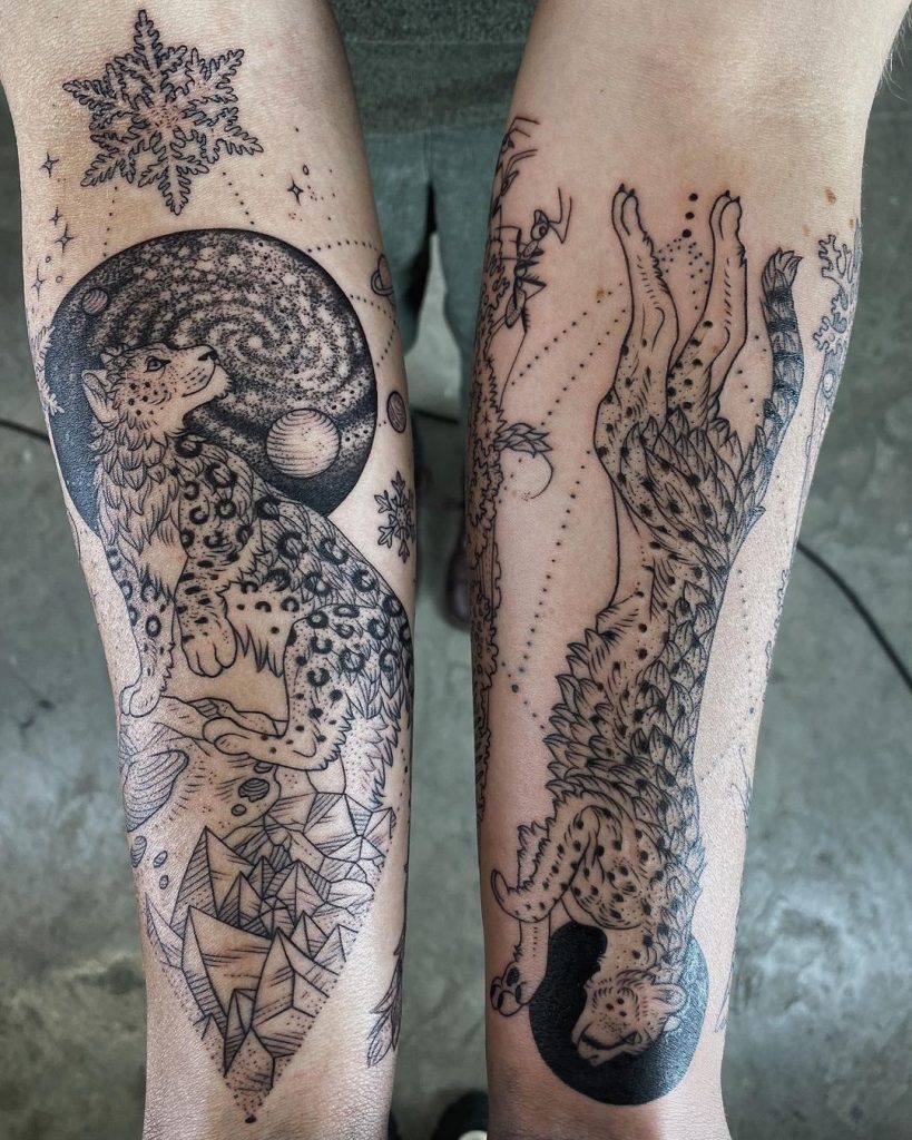 Tatuaje de leopardo de las nieves 107