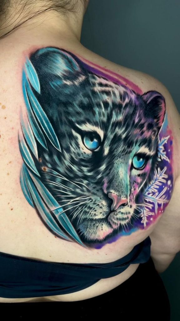 Tatuaje de leopardo de las nieves 150
