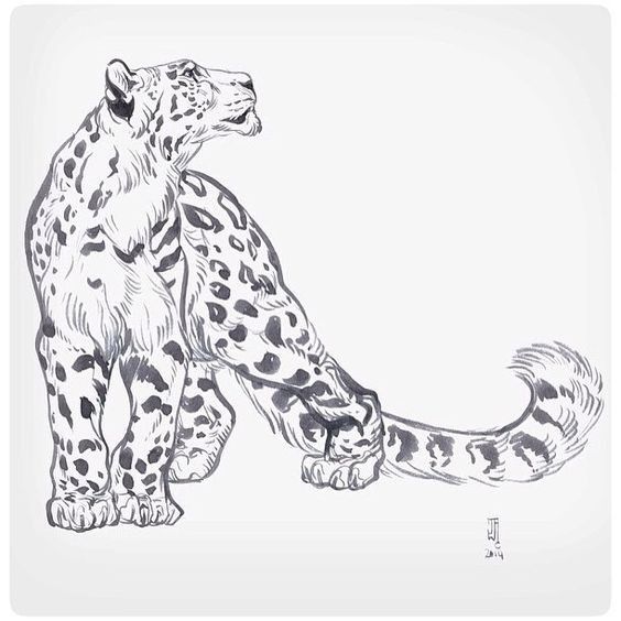 Tatuaje de leopardo de las nieves 162