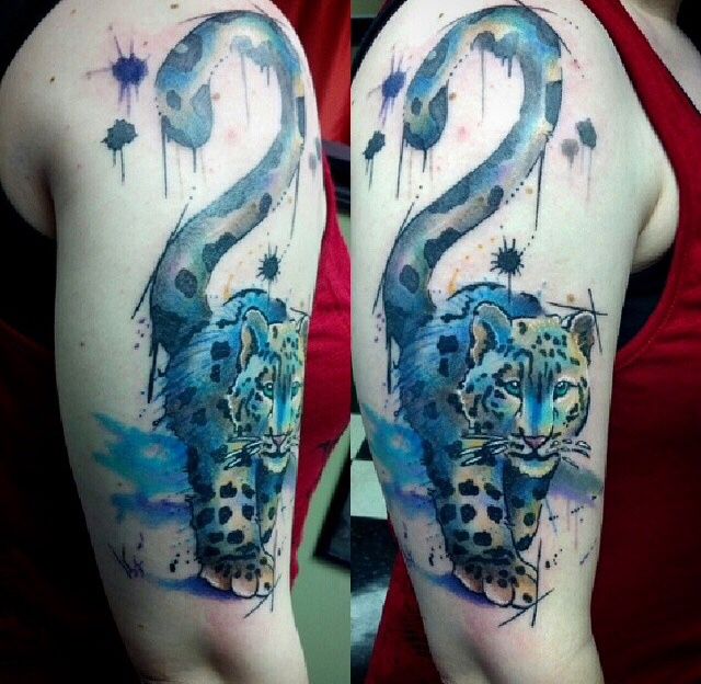 Tatuaje de leopardo de las nieves 166