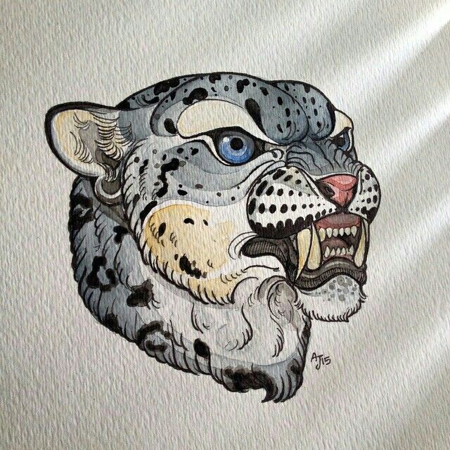 Tatuaje de leopardo de las nieves 181